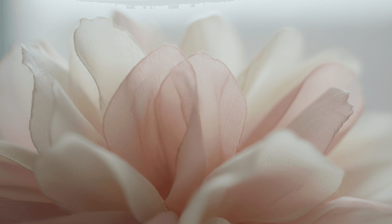 Close-up of soft fabric petals in muted tones